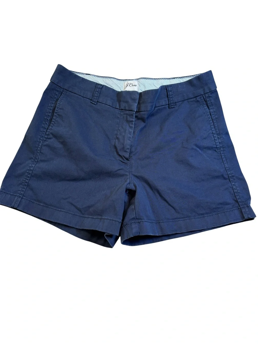 J.Crew 4” Stretch Chino Shorts Navy Blue Size 8 H5806 Classic Preppy EUC